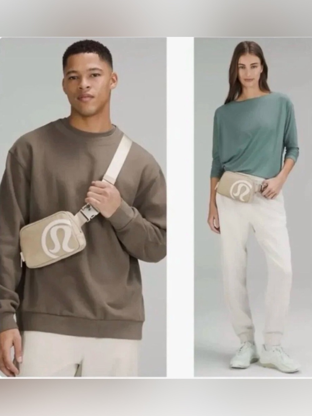 lululemon athletica Tan Belt Bag with White Logo